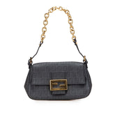 フェンディ ズッキーノ ミニ マンマバケット チェーン ハンドバッグ 8BR180 ブラック PVC レザー レディース FENDI 【中古】